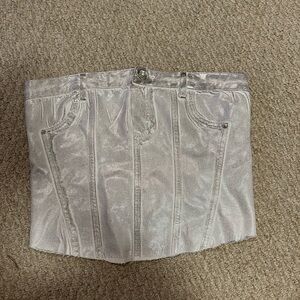 Zara silver denim top